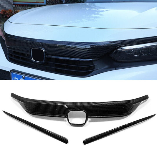 Honda Civic 2022 Front Grill Cover Carbon fiber - Honda Civic X 2016,2017,2018,2019,2020,2021,2022(10th Generation) - Carbon Fiber Pattern/Carbon Fiber