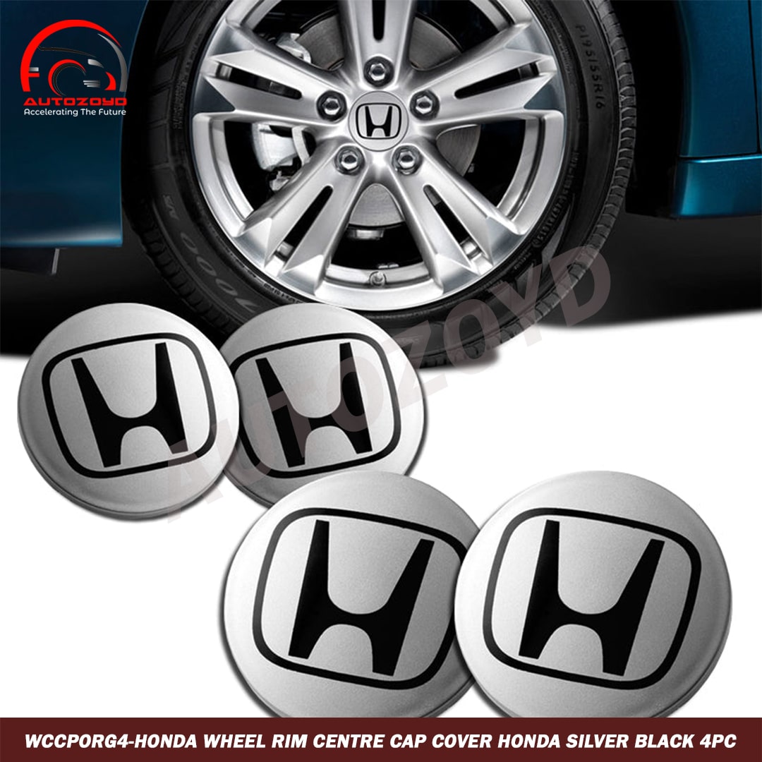 Honda Wheel rim Centre Cap Cover Honda Silver Black 4pc