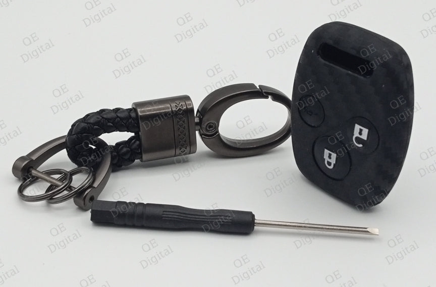 Honda City Carbon Fiber Sillicone Keycover with Keychain