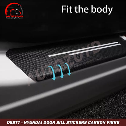 Hyundai Door Sill Stickers Carbon Fibre