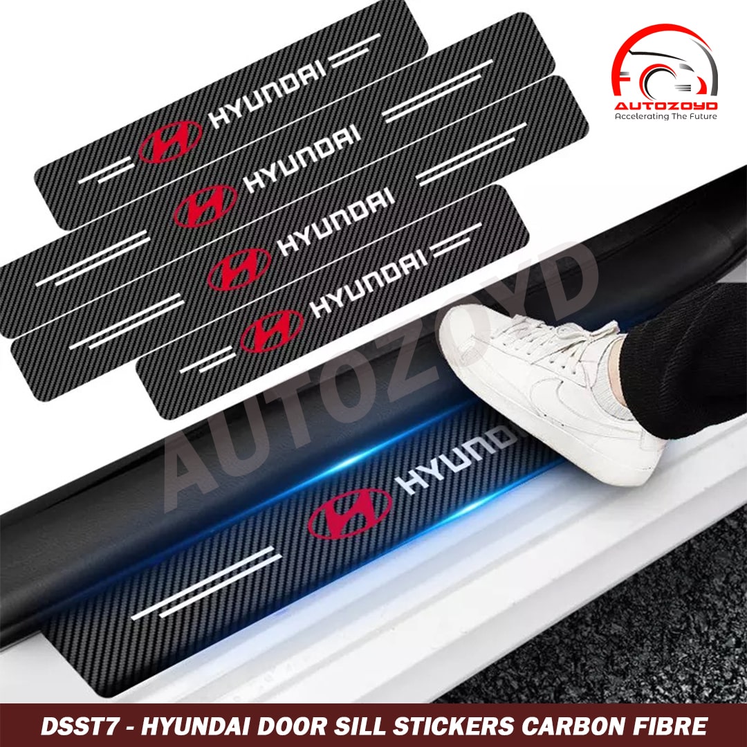 Hyundai Door Sill Stickers Carbon Fibre