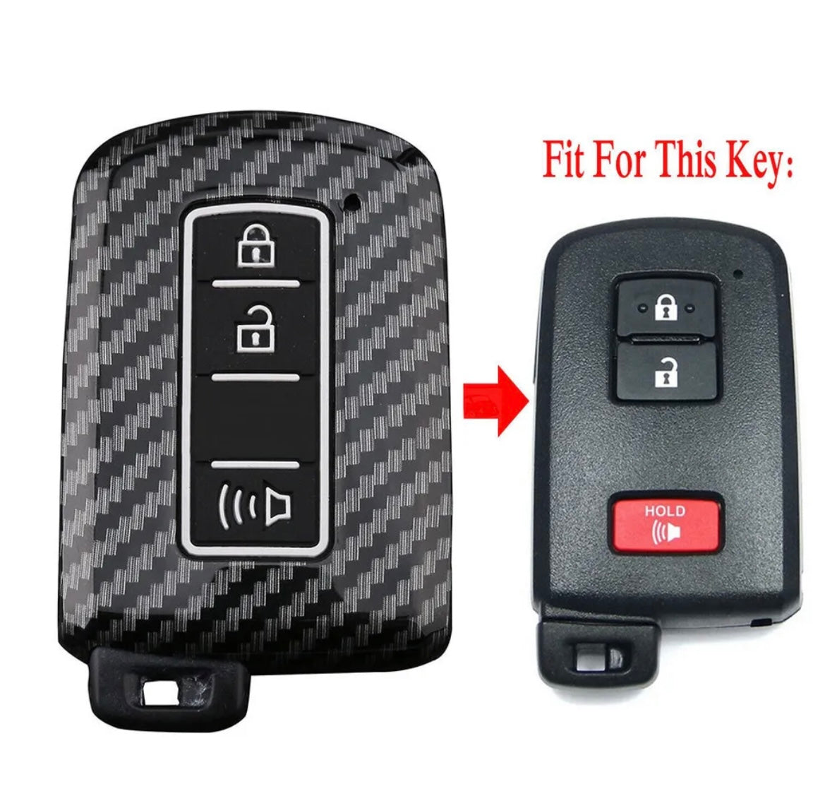 Corolla X Carbon fiber Hard Key Cover - Toyota Corolla 2022,2023 E180 - Carbon Fiber Pattern Hard ABS Shell Key Cover - Carbon Fiber Pattern/Carbon Fiber