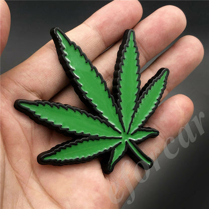 Weed Metal Emblem Logo 3D Decal Green