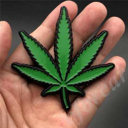 Weed Metal Emblem Logo 3D Decal Green