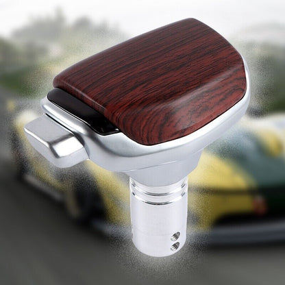 Side Button Wide Gear Knob Wooden Dark Brown