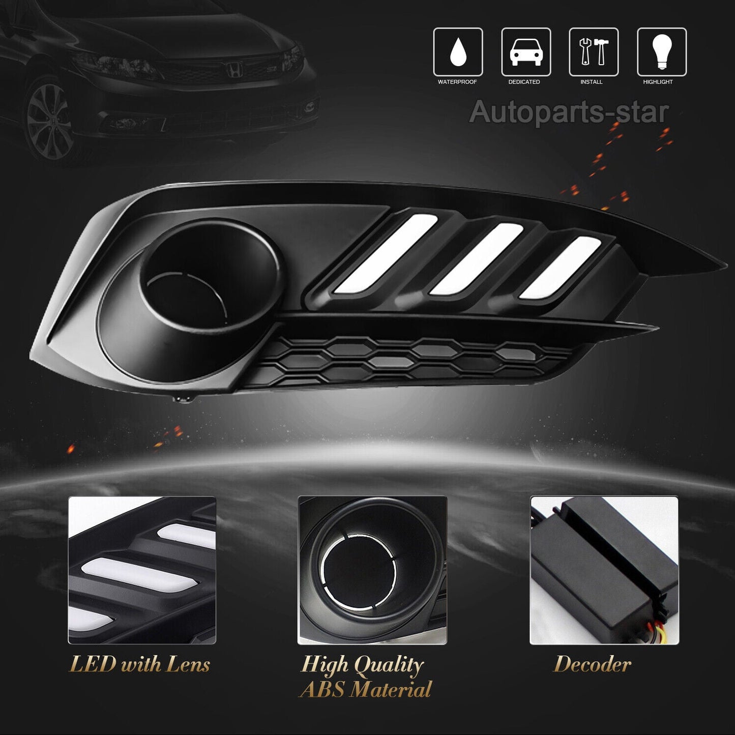 Honda Civic X Daytime Running Light Fog Lamp Covers