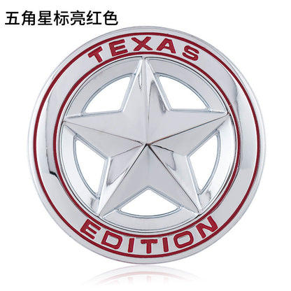 Texas Edition Metal Emblem Logo 3D Decal Silver Red